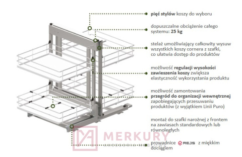 Kosz cargo narożny MAXIMA CLASSIC CORNER COMFORT chrom 1000mm lewy MERKURY Akcesoria Meblowe Kosz cargo narożny MAXIMA CLASSIC CORNER COMFORT chrom 1000mm lewy MERKURY Akcesoria Meblowe