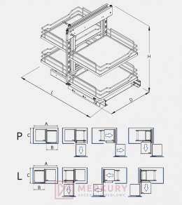 Kosz uniwersalny MAGIC KOMFORT W-6000D pełne dno antracyt 1000mm MERKURY Akcesoria Meblowe