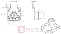 Zamek meblowy kwadratowy SISO X-850 19x22mm MERKURY Akcesoria Meblowe