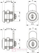 Zamek meblowy rygloey SISO 1920B chrom połysk 19x20mm MERKURY Akcesoria Meblowe