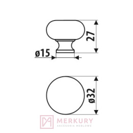 Gałka meblowa GP16 chrom połysk fi 32mm MERKURY Akcesoria Meblowe