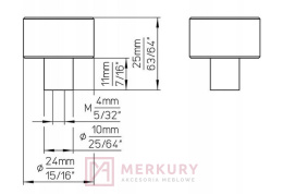 Gałka meblowa prążkowana 2464-24-ZN83 czarny mat fi24mm MERKURY Akcesoria Meblowe