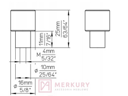 Gałka meblowa prążkowana 2464 aluminium szczotkowany fi 16mm MERKURY Akcesoria Meblowe