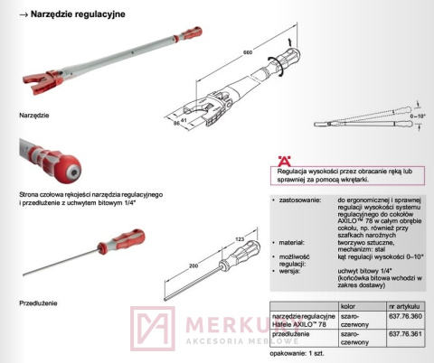 Narzędzie przedłużające do klucza Axilo 78, 637.76.361 MERKURY Akcesoria Meblowe Narzędzie przedłużające do klucza Axilo 78, 637.76.361 MERKURY Akcesoria Meblowe