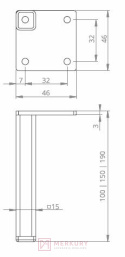 Nóżka meblowa NOMET Z-4615 H-150mm czarny mat MERKURY Akcesoria Meblowe