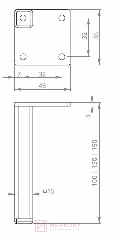 Nóżka meblowa NOMET Z-4615 H-150mm czarny mat MERKURY Akcesoria Meblowe Nóżka meblowa NOMET Z-4615 H-150mm czarny mat MERKURY Akcesoria Meblowe
