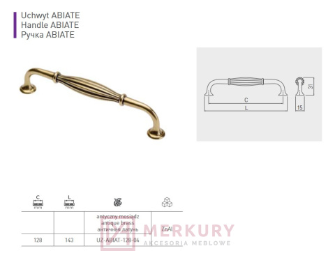 Uchwyt meblowy GTV ABIATE 128mm stare złoto MERKURY Akcesoria Meblowe Uchwyt meblowy GTV ABIATE 128mm stare złoto MERKURY Akcesoria Meblowe