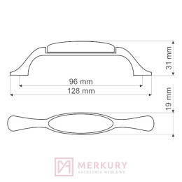 Uchwyt porcelanowy UP19 stare srebro porcelana z pęknięciami 96mm MERKURY Akcesoria Meblowe