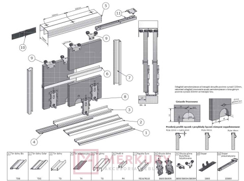 Zestaw system przesuwny EURO, 2 drzwi, aluminium, 2m MERKURY Akcesoria Meblowe Zestaw system przesuwny EURO, 2 drzwi, aluminium, 2m MERKURY Akcesoria Meblowe