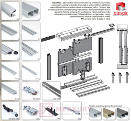 Zestw system przesuwny SuperDuo 2 drzwi 2m aluminium MERKURY Akcesoria Meblowe