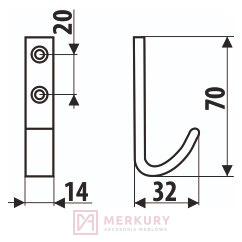 Wieszak meblowy WA01 MERKURY Akcesoria Meblowe Mariusz Adamczyk