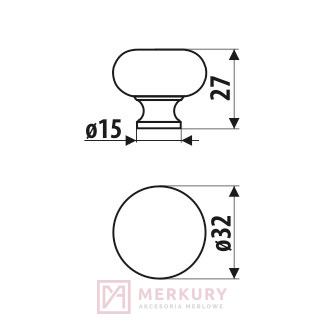 Gałka meblowa GP16, aluminium mat, fi 32mm Gałka meblowa GP16, aluminium mat, fi 32mm