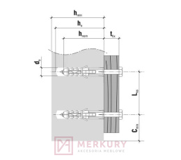 Kołek rozporowy z wkrętem sześciokątnych 10x80mm MERKURY Akcesoria Meblowe