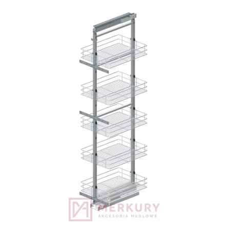 Kosz Cargo Maxi MAXIMA 6-poziomowy srebrny mocowanie dolne H-1900-2100 400mm MERKURY Akcesoria Meblowe