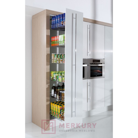 Kosz Cargo Maxi MAXIMA 6-poziomowy srebrny mocowanie dolne H-1900-2100 400mm MERKURY Akcesoria Meblowe Kosz Cargo Maxi MAXIMA 6-poziomowy srebrny mocowanie dolne H-1900-2100 400mm MERKURY Akcesoria Meblowe