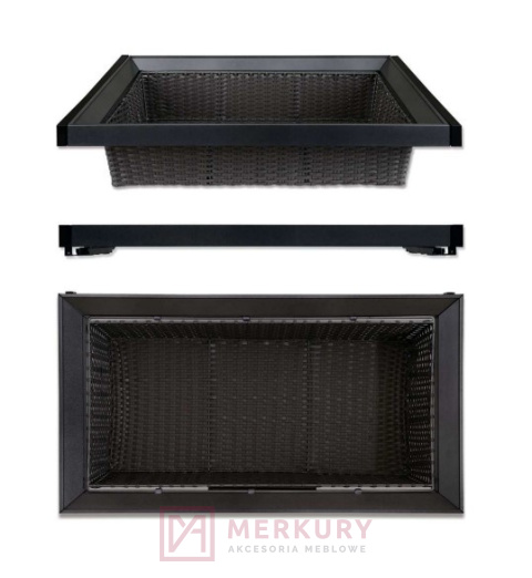 Kosz rattanowy do szuflady 16241.001.011 grafit L-600mm MERKURY Akcesoria Meblowe Kosz rattanowy do szuflady 16241.001.011 grafit L-600mm MERKURY Akcesoria Meblowe
