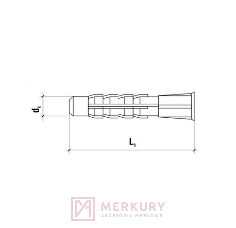 Koszulka kołka uniwersalnego KPW 10X60mm MERKURY Akcesoria Meblowe Koszulka kołka uniwersalnego KPW 10X60mm MERKURY Akcesoria Meblowe