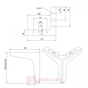 Nóżka meblowa NM27A złoty połysk H-135mm MERKURY Akcesoria Meblowe