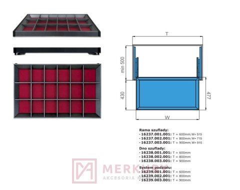System podziału szuflady do garderoby 16239.002.001 grafit L-800mm MERKURY Akcesoria Meblowe System podziału szuflady do garderoby 16239.002.001 grafit L-800mm MERKURY Akcesoria Meblowe