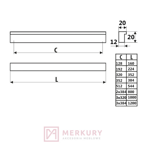Uchwyt meblowy drewniany UDL02 352/384mm MERKURY Akcesoria Meblowe Uchwyt meblowy drewniany UDL02 352/384mm MERKURY Akcesoria Meblowe
