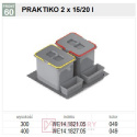 Pojemnik na odpady do segregacji REJS PRAKTIKO 2x15 + 2 brytfanki srebrny MERKURY Akcesoria Meblowe