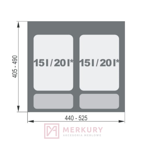 Pojemnik na odpady do segregacji REJS PRAKTIKO 2x15 + 2 brytfanki srebrny MERKURY Akcesoria Meblowe Pojemnik na odpady do segregacji REJS PRAKTIKO 2x15 + 2 brytfanki srebrny MERKURY Akcesoria Meblowe