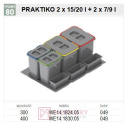 Pojemnik na odpady do segregacji REJS PRAKTIKO WE14.1824.05.049 2x15L 2x7L 2 brytfanki srebrny MERKURY Akcesoria Meblowe