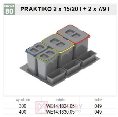 Pojemnik na odpady do segregacji REJS PRAKTIKO WE14.1824.05.049 2x15L 2x7L 2 brytfanki srebrny MERKURY Akcesoria Meblowe Pojemnik na odpady do segregacji REJS PRAKTIKO WE14.1824.05.049 2x15L 2x7L 2 brytfanki srebrny MERKURY Akcesoria Meblowe