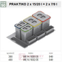 Pojemnik na odpady do segregacji REJS PRAKTIKO WE14.1826.05.049 2x15L 2x7L 2 brytfanki srebrny MERKURY Akcesoria Meblowe