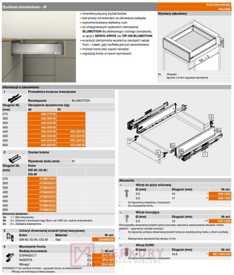 Szuflada standardowa MERIVOBOX 450mm niska M szara MERKURY Akcesoria Meblowe Szuflada standardowa MERIVOBOX 450mm niska M szara MERKURY Akcesoria Meblowe