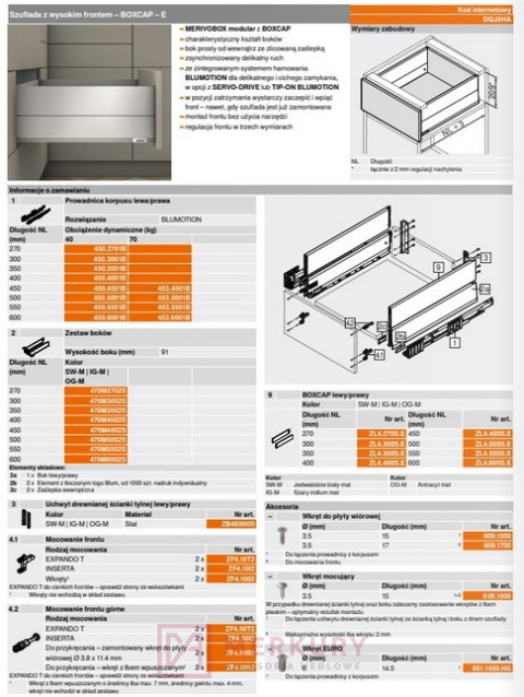 Szuflada wysoka z boxcap E 500mm antracyt MERIVOBOX MERKURY Akcesoria Meblowe Szuflada wysoka z boxcap E 500mm antracyt MERIVOBOX MERKURY Akcesoria Meblowe