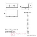 Uchwyt krawędziowy U9 aluminium mat 1000mm MERKURY Akcesoria Meblowe