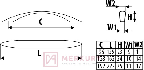 Uchwyt meblowy GAMET US26 chrom połysk 128mm MERKURY Akcesoria Meblowe Uchwyt meblowy GAMET US26 chrom połysk 128mm MERKURY Akcesoria Meblowe