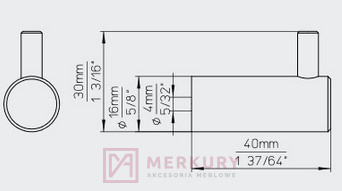 Wieszak meblowy prążkowany pojedynczy 2462 aluminium mat MERKURY Akcesoria Meblowe Wieszak meblowy prążkowany pojedynczy 2462 aluminium mat MERKURY Akcesoria Meblowe