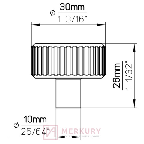 Gałka meblowa prążkowana SIRO 2595 złoty mat fi 30mm MERKURY Akcesoria Meblowe Gałka meblowa prążkowana SIRO 2595 złoty mat fi 30mm MERKURY Akcesoria Meblowe
