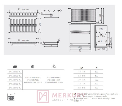 Ociekarka dwupoziomowa GTV do szafki 70cm OC-A0170-06 stal szczotkowana inox MERKURY Akcesoria Meblowe Ociekarka dwupoziomowa GTV do szafki 70cm OC-A0170-06 stal szczotkowana inox MERKURY Akcesoria Meblowe