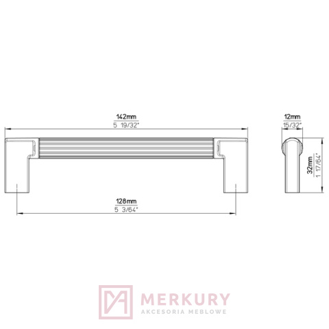 Uchwyt meblowy prążkowany 2591-142-PB12-PB12 czarny mat 128/142mm MERKURY Akcesoria Meblowe Uchwyt meblowy prążkowany 2591-142-PB12-PB12 czarny mat 128/142mm MERKURY Akcesoria Meblowe