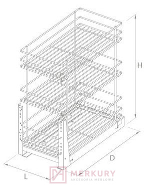 Kosz cargo mini 3-poziomowy W-2312M biały mocowanie dolne 150mm MERKURY Akcesoria Meblowe Kosz cargo mini 3-poziomowy W-2312M biały mocowanie dolne 150mm MERKURY Akcesoria Meblowe