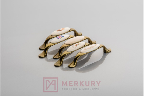 Uchwyt porcelanowy GTV 728P stare złoto porcelana autumn rose 96mm MERKURY Akcesoria Meblowe Uchwyt porcelanowy GTV 728P stare złoto porcelana autumn rose 96mm MERKURY Akcesoria Meblowe
