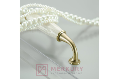 Uchwyt porcelanowy GTV ALATR stare złoto porcelana  128mm MERKURY Akcesoria Meblowe