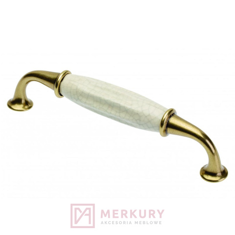 Uchwyt porcelanowy GTV ALATR stare złoto porcelana  128mm MERKURY Akcesoria Meblowe