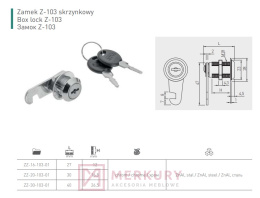 Zamek meblowy skrzynkowy ZZ-16-103-01 chrom połysk okrągły MERKURY Akcesoria Meblowe