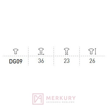 Gałka meblowa DG09 aluminium mat MERKURY Akcesoria Meblowe