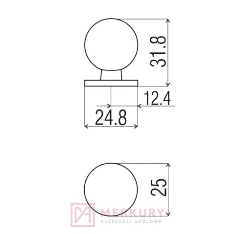 Gałka meblowa DG32 chrom połysk MERKURY Akcesoria Meblowe