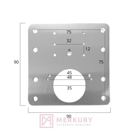 Płytka naprawcza do zawiasu 90x90mm MERKURY Akcesoria Meblowe