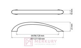 Uchwyt meblowy DN83 aluminium mat 128mm MERKURY Akcesoria Meblowe