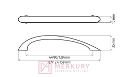 Uchwyt meblowy DN83 satyna mat 128mm MERKURY Akcesoria Meblowe