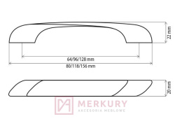 Uchwyt meblowy DN92, chrom połysk, 128mm MERKURY Akcesoria Meblowe