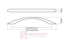 Uchwyt meblowy DP81 stal szczotkowana inox 128mm MERKURY Akcesoria Meblowe