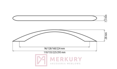 Uchwyt meblowy DP81 aluminium mat 128mm MERKURY Akcesoria Meblowe Uchwyt meblowy DP81 aluminium mat 128mm MERKURY Akcesoria Meblowe